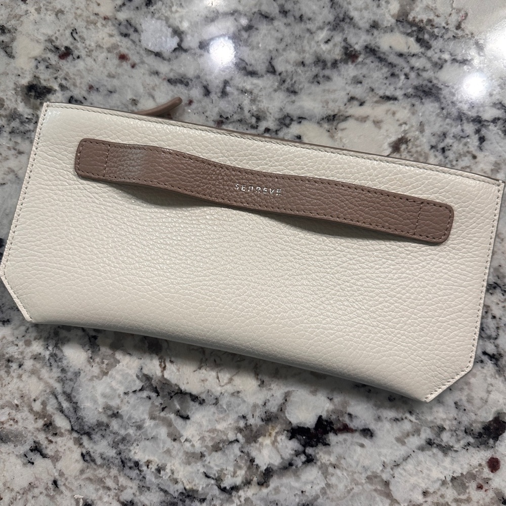 Senreve Colorblock clutch in brown/vanilla
